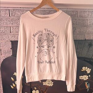 Wildfox Seeing Through Cream Graphic Sweatshirt